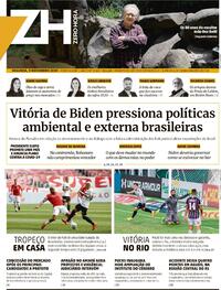 Capa do jornal Zero Hora 09/11/2020