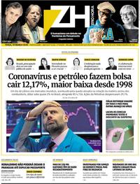 Capa do jornal Zero Hora 10/03/2020