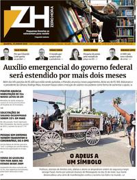 Capa do jornal Zero Hora 10/06/2020