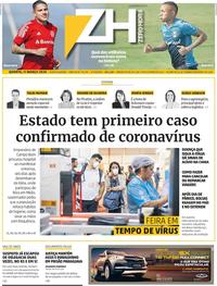 Capa do jornal Zero Hora 11/03/2020
