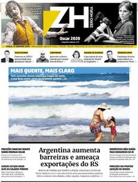 Capa do jornal Zero Hora 14/01/2020