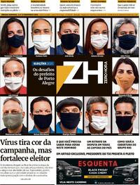 Capa do jornal Zero Hora 14/11/2020