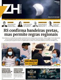 Capa do jornal Zero Hora 15/12/2020