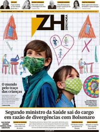 Capa do jornal Zero Hora 16/05/2020