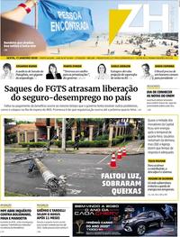 Capa do jornal Zero Hora 17/01/2020