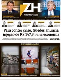 Capa do jornal Zero Hora 17/03/2020