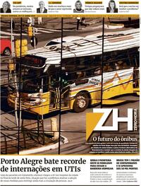 Capa do jornal Zero Hora 20/06/2020