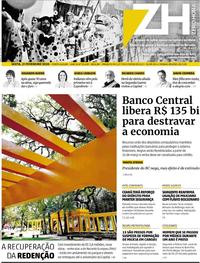 Capa do jornal Zero Hora 21/02/2020