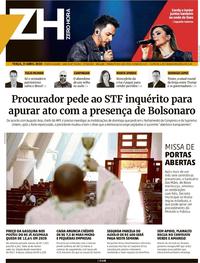 Capa do jornal Zero Hora 21/04/2020