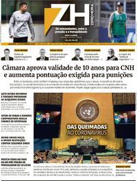 Capa do jornal Zero Hora 23/09/2020