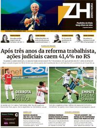 Capa do jornal Zero Hora 23/11/2020