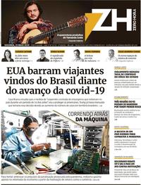 Capa do jornal Zero Hora 25/05/2020