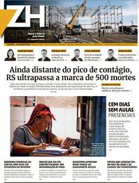 Capa do jornal Zero Hora 25/06/2020