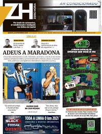 Capa do jornal Zero Hora 26/11/2020