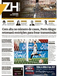Capa do jornal Zero Hora 27/11/2020