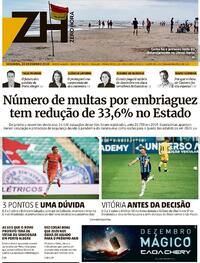 Capa do jornal Zero Hora 28/12/2020