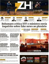 Capa do jornal Zero Hora 29/05/2020