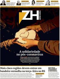 Capa do jornal Zero Hora 29/06/2020