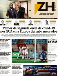 Capa do jornal Zero Hora 29/10/2020