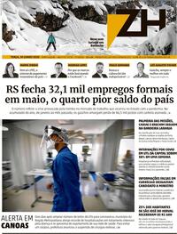 Capa do jornal Zero Hora 30/06/2020
