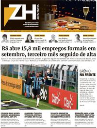Capa do jornal Zero Hora 30/10/2020