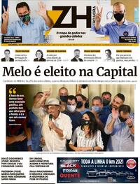 Capa do jornal Zero Hora 30/11/2020