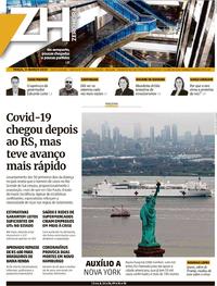Capa do jornal Zero Hora 31/03/2020