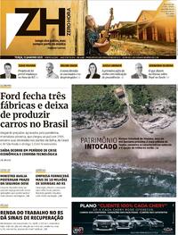 Capa do jornal Zero Hora 12/01/2021
