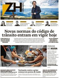 Capa do jornal Zero Hora 12/04/2021