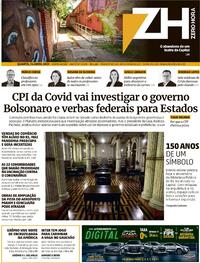 Capa do jornal Zero Hora 14/04/2021