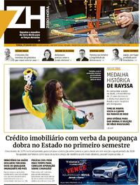 Capa do jornal Zero Hora 27/07/2021