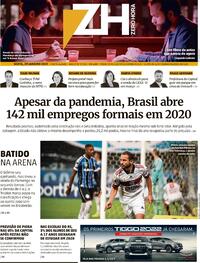 Capa do jornal Zero Hora 29/01/2021