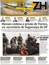 Capa do jornal Zero Hora 11/01/2023