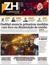 Capa do jornal Zero Hora 13/01/2023