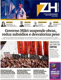 Capa do jornal Zero Hora 13/12/2023