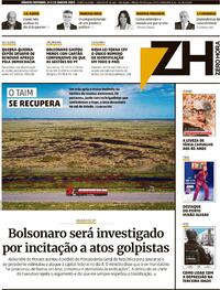 Capa do jornal Zero Hora 14/01/2023