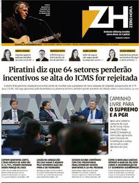 Capa do jornal Zero Hora 14/12/2023