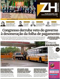 Capa do jornal Zero Hora 15/12/2023