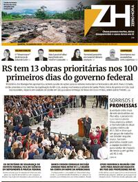 Capa do jornal Zero Hora 19/01/2023