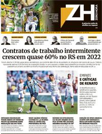 Capa do jornal Zero Hora 20/02/2023