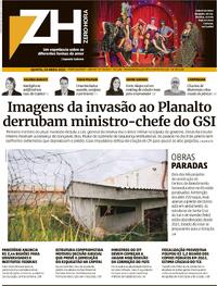 Capa do jornal Zero Hora 20/04/2023