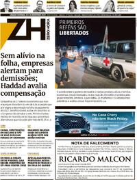 Capa do jornal Zero Hora 25/11/2023