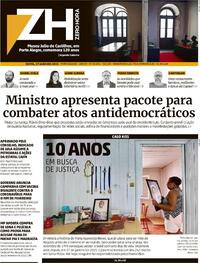 Capa do jornal Zero Hora 27/01/2023