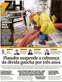 Capa do jornal Zero Hora 14/05/2024
