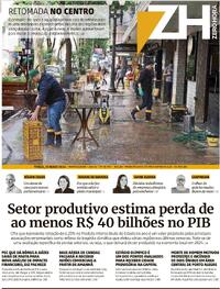 Capa do jornal Zero Hora 21/05/2024