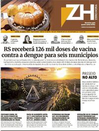 Capa do jornal Zero Hora 26/04/2024