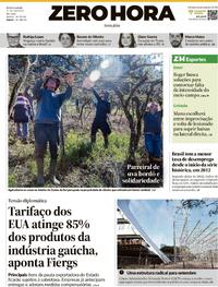 Capa do jornal Zero Hora 01/08/2025