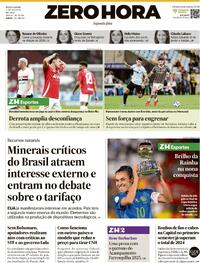 Capa do jornal Zero Hora 04/08/2025