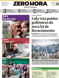 Capa do jornal Zero Hora 09/08/2025