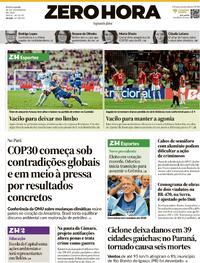Capa do jornal Zero Hora 10/11/2025